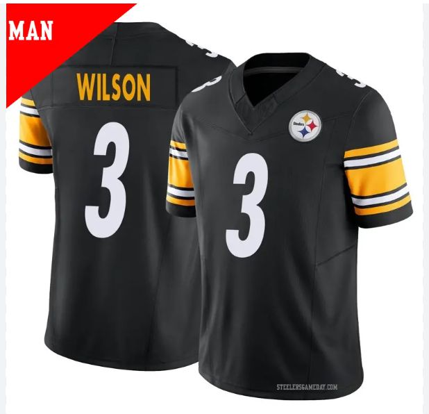 Men Pittsburgh Steelers #3 Wilson Black 2024 Nike Vapor Limited NFL Jersey style 1